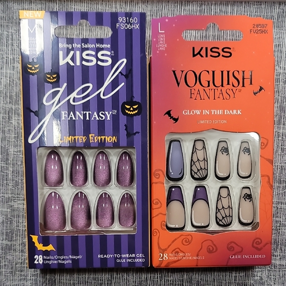 Kiss Other - 2 Packs Kiss Glue On Nails Purple Halloween New